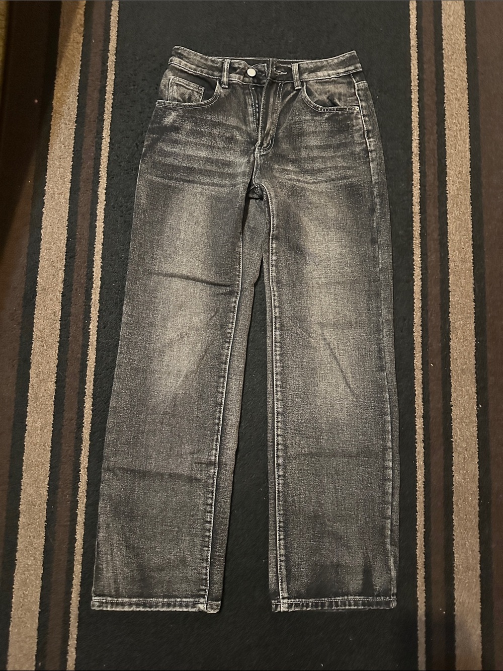 Black/Gray Washed Straight-Leg Jeans